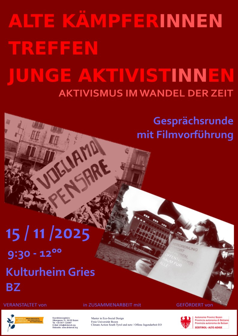 Plakat Alte Kämpfer*innen treffen junge Aktivist*innen