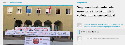 petizione al Consiglio provinciale